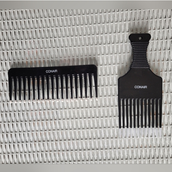 Black Wide-Toothed Comb and Hair Pick Set - Picture 1 of 2